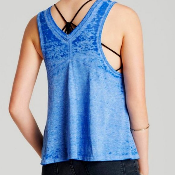 Free People Tops - Free People Breezy Burn Out Tank Top Blue Large